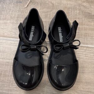 Mini Melissa Glossy Black Bow Flats